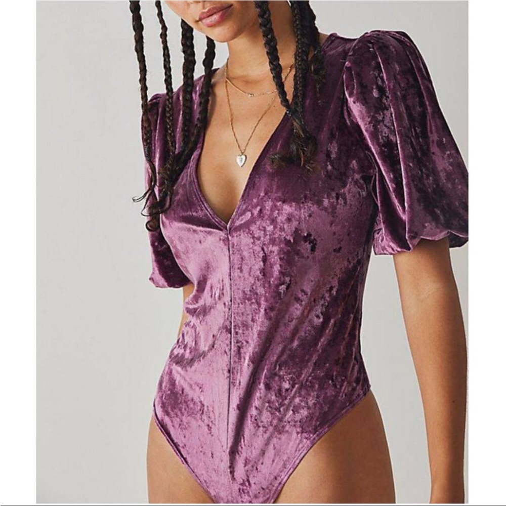 Free People Don't You Wish Velvet Bodysuit